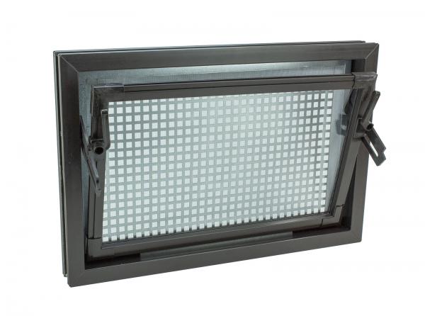 Kellerfenster braun 60 x 40 cm Einfachglas incl. Schutzgitter, Insektenschutz, 4 Fensterbauschrauben